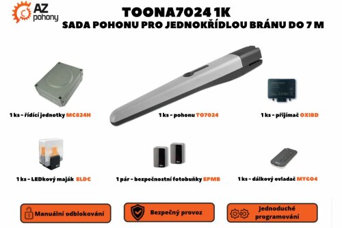 TOONA7024 1K - sada pohonu pro jednokřídlou bránu do 7 m